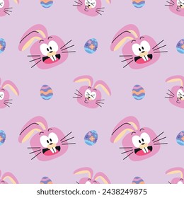 FUNNY EASTER BUNNY AND EGG SEAMLESS PATTERN