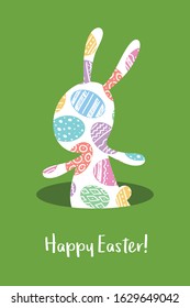 Funny Easter bunny made of colorful eggs. Flat vector illustration for holiday greeting cards