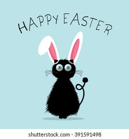 Funny Easter Card With Cat Wearing Bunny Ears