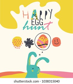 Funny Easter card with cute illustration.