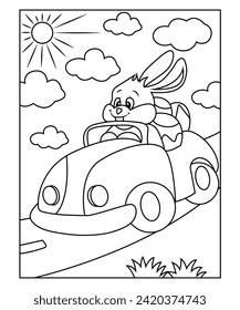 funny easter coloring page for kids