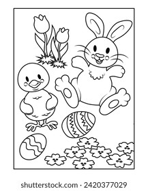 funny easter coloring page for kids