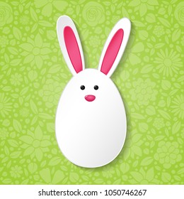 Funny Easter egg with ears - backgroun with copyspace. Vector.