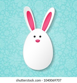 Funny Easter egg with ears - background with copyspace. Vector.