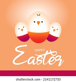 Funny Ostereier.Decorate Egg Vogel.Grüße und Geschenke für Ostern Tag in flachem Laienstil.
Promotion and shopping Template für Osterfeier.Osterbrief auf orangefarbenem Farbverlauf-Hintergrund.weißer Brief.
