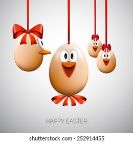 Funny easter eggs with a bow, Happy Easter Card