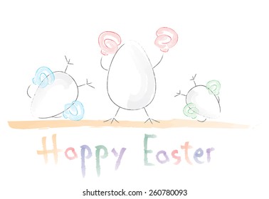 Funny Easter eggs with boxing gloves, vector illustration