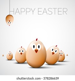 Funny Easter eggs chicks - background illustration - Happy easter card