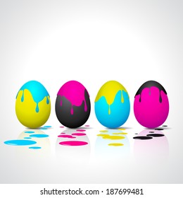 Funny Easter eggs - Cyan, magenta, yellow, black color - CMYK color theme