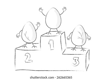 Funny Easter eggs on victory podium
