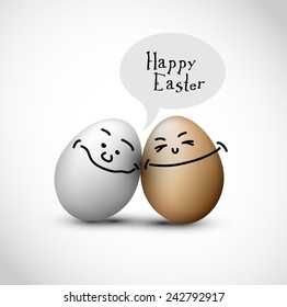 Funny easter eggs with a speech bubble