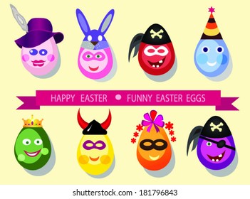 funny easter eggs,eggs icons,decorative mask.