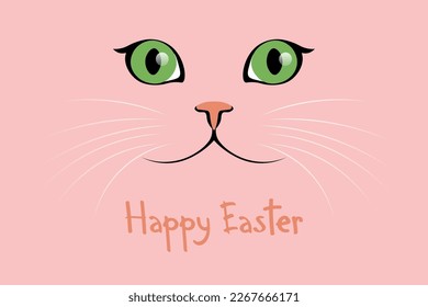 Funny Easter greeting card with cute cat