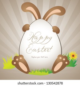 Funny easter greeting card or poster background template with copy-space