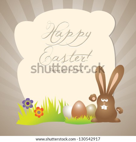 Funny easter greeting card or poster background template with copy-space