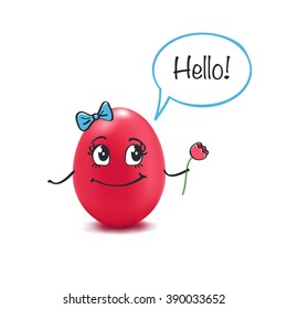 Funny easter red egg. Happy Easter Card.