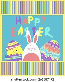funny easter vector with colorful eggs 