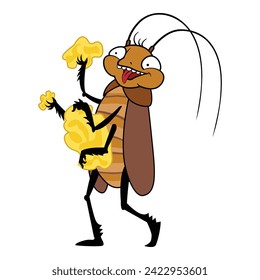 Funny eat cockroach icon cartoon vector. Vermin creepy. Dirty bugs