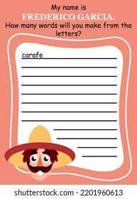 Funny educational word game for children in English vector illustration
