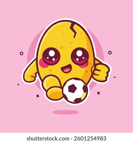 funny egg character mascot playing football isolated cartoon