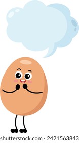 Mascota divertida de huevos con burbuja de habla vacía
