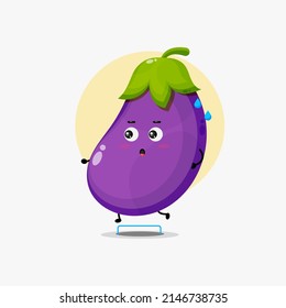 Funny eggplant character running competition