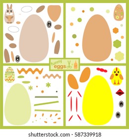 Funny eggs. Vector paper game for kids.