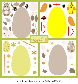 Funny eggs. Vector. paper game for kids.