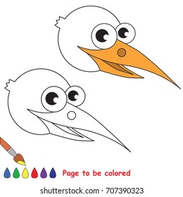 Funny Egret Face to be colored, the coloring book for preschool kids with easy educational gaming level.