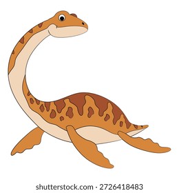 Divertido elasmosaurus sobre fondo blanco