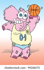 Funny Elephant basketball player