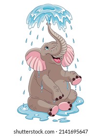 Funny Elefant Bade Cartoon Vektorgrafik