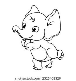 Funny Elefant Cartoon Charaktere Vektorgrafik. Für Kinder Farbbuch.