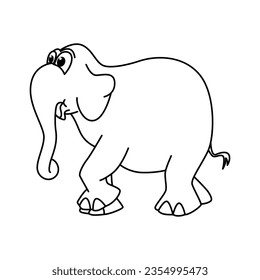 Gracioso vector de dibujos animados de elefantes. Para un libro de colorear para niños.
