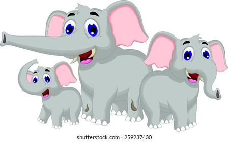 funny elephant cartoon family