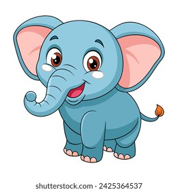 Funny elephant cartoon on white