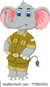 funny elephant cartoon posing with smile happiness