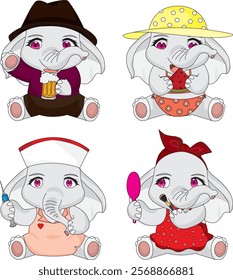 Funny elephant costume character vector animal mascot