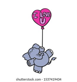 funny elephant flying with love