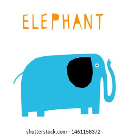 Funny Elephant Handmade Childish Crafted Elephant Stock Vector (Royalty