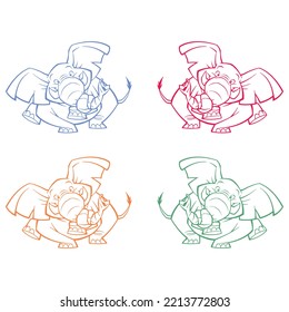 Funny Elephant With Knot In Trunk Vector illustration
