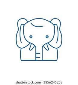 Funny elephant line icon concept. Funny elephant flat  vector symbol, sign, outline illustration.