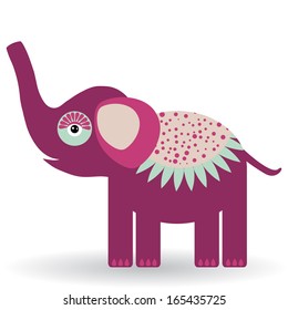 Funny elephant on a white background. vector