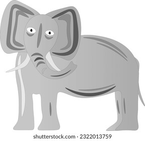 Funny elephant, on a white background, children's drawing.