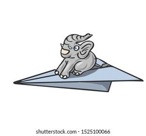 A funny elephant in paper plane