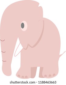Funny Elephant In Pink Isolated Vector Illustration