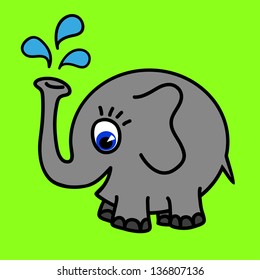 Funny elephant round, vector illustration