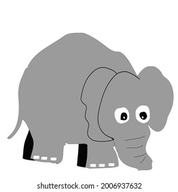 Funny Elephant Saw Something Surprising Before Him Isolated Animal Vector