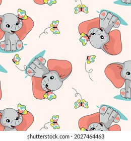 Funny Elephant seamless pattern for textile design and other design