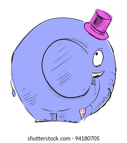 Funny elephant in top-hat. 